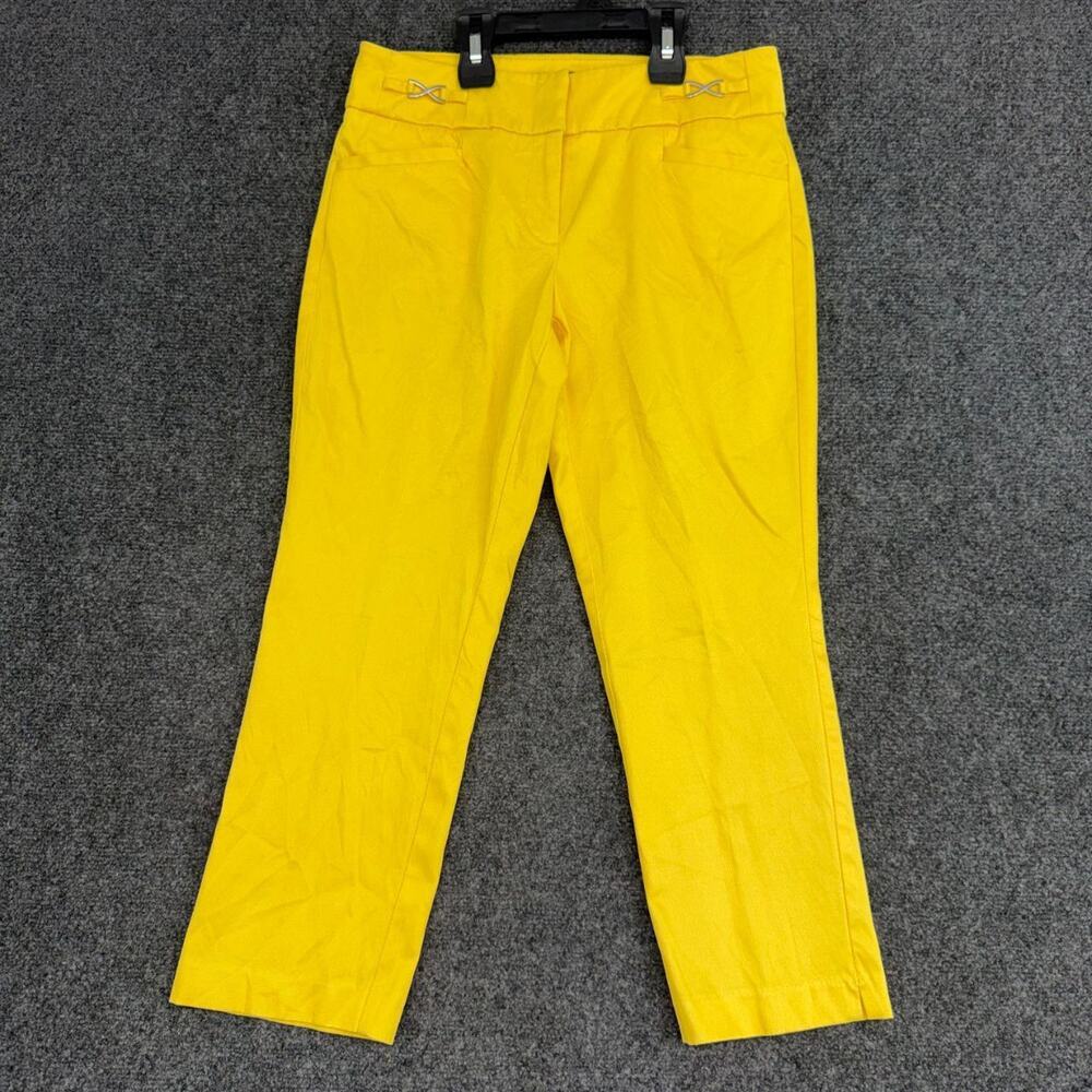 7th Avenue Pants Womens 2 Yellow Cropped Straight Leg Workwear Trousers